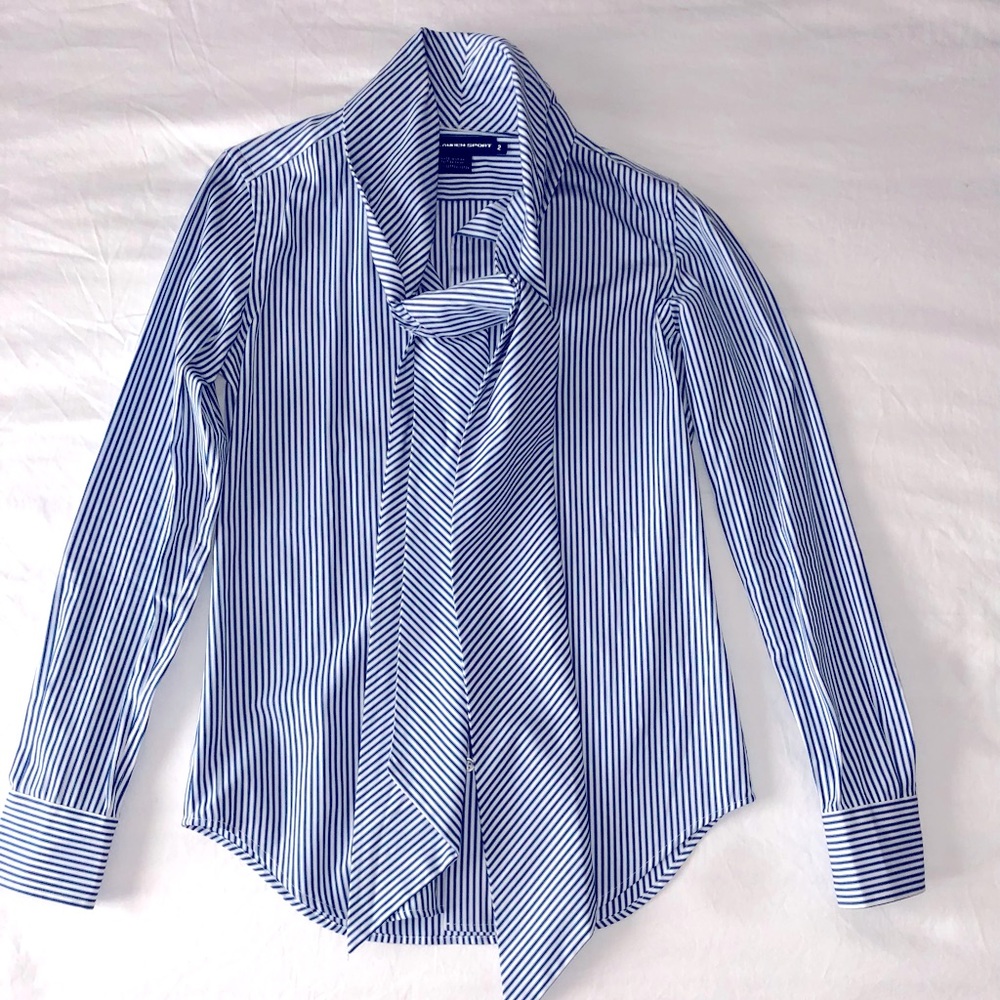 Ralph Lauren Striped Tie-Neck Shirt